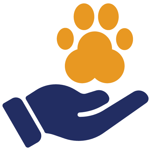 Hand Holding Pawprint Icon Blue